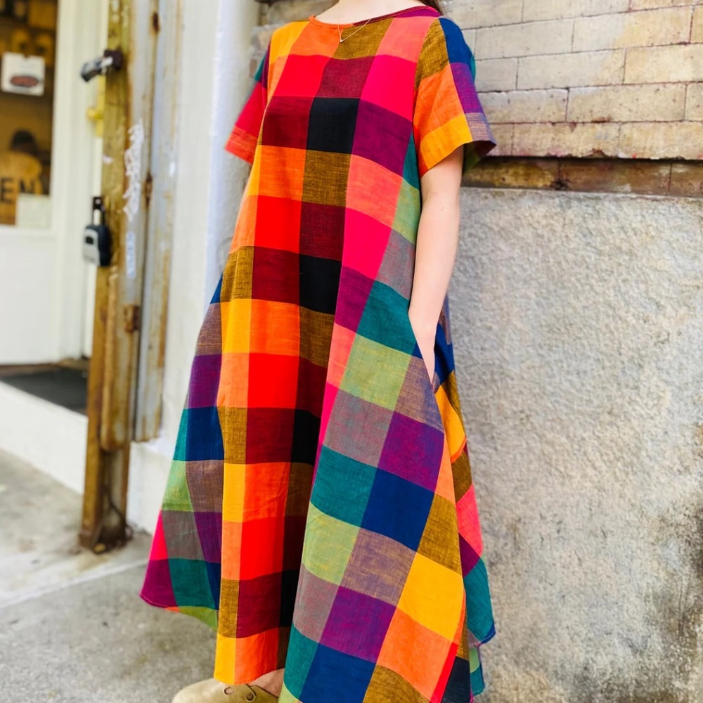 Rujuta Sheth OCTOBER FLARE DRESS | MULTI CHEX NWT!